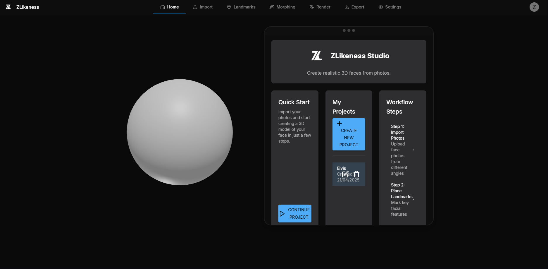ZLikeness Studio Dashboard Screenshot